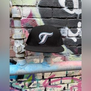 GUC. New Era 59Fifty Hat MLB Toronto Blue Jays Men's Black Grey Fitted Cap 7 1/2